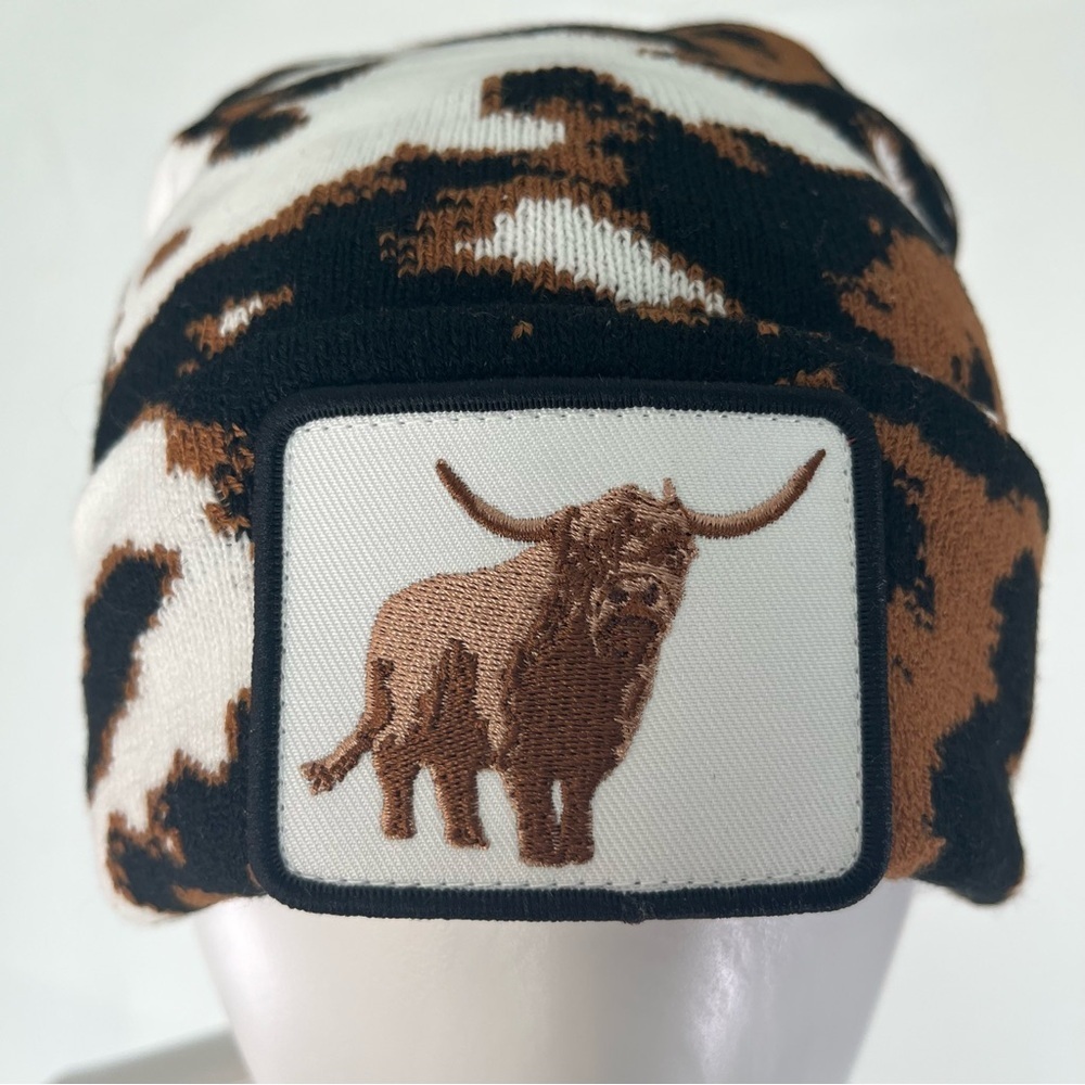 Highland Cow Women's Beanie Embroidered Patch Animal Multicolor Cozy One Size